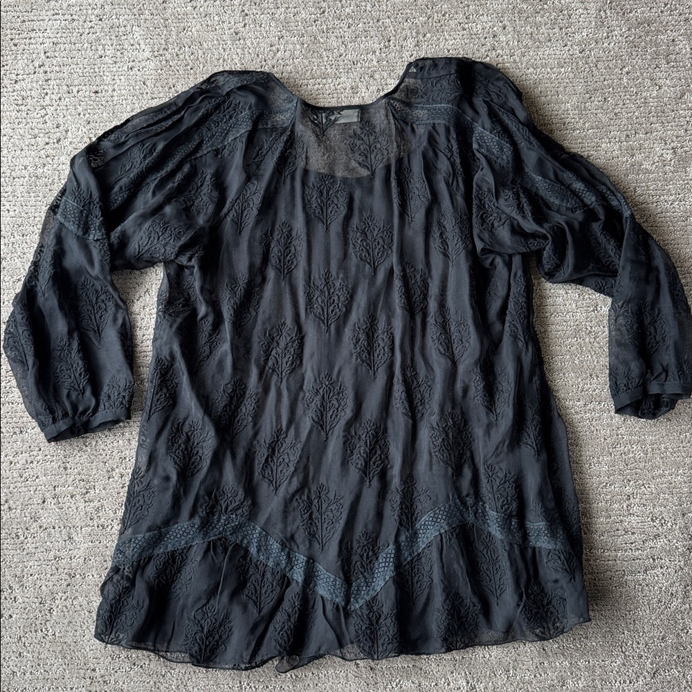 Johnny Was 4 Love and Liberty Black Silk Tunic - Large - Picture 8 of 8
